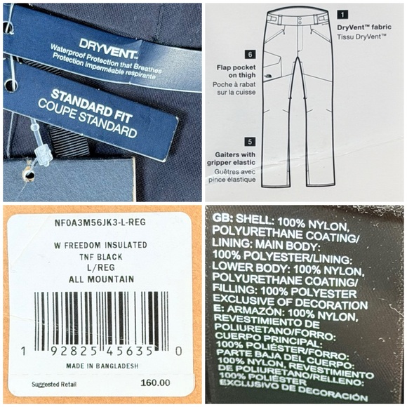 NWT The North Face Freedom Insulated All Mountain Snow/Ski Pants - Womens Large - Picture 4 of 16
